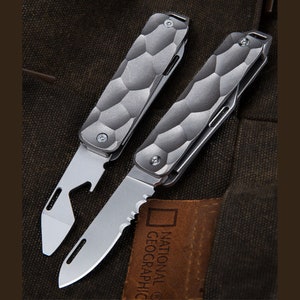 Titanium Alloy Outdoor Folding Knife Bottle Opener Portable Screwdriver Multi-function Tool EDC image 7
