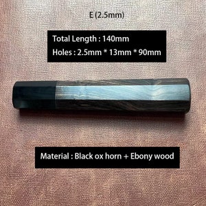 Japanese Style Octagonal Ebony Wooden Handle Material DIY Making Kitchen Knives Chief Knife Hand Craft Cutter Hobby E (2.5mm)