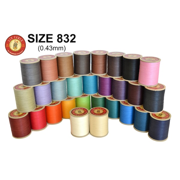 Fil au Chinois No.832 Waxed Lin Cable Leather craft Linen Thread 0.43mm spool 375 Meters Leather Craft Hand Sewing Supply