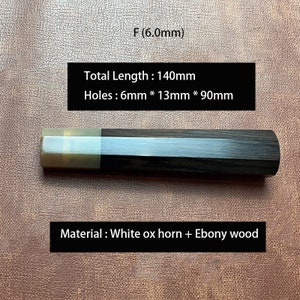 Japanese Style Octagonal Ebony Wooden Handle Material DIY Making Kitchen Knives Chief Knife Hand Craft Cutter Hobby F (6mm)