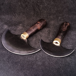 Leather Cutting Knife/ Handmade Carbon Steel Round Knife Leather