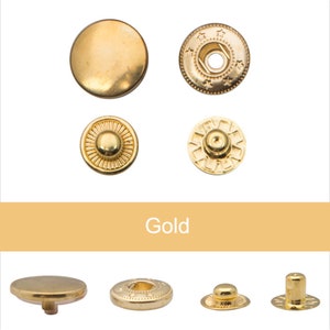 50sets 655/633/831 Cuivre/Cuivre Snap Buttons Appuyez sur Stud Rivet Fastener Metal couture artisanat en cuir Accessoire Gold