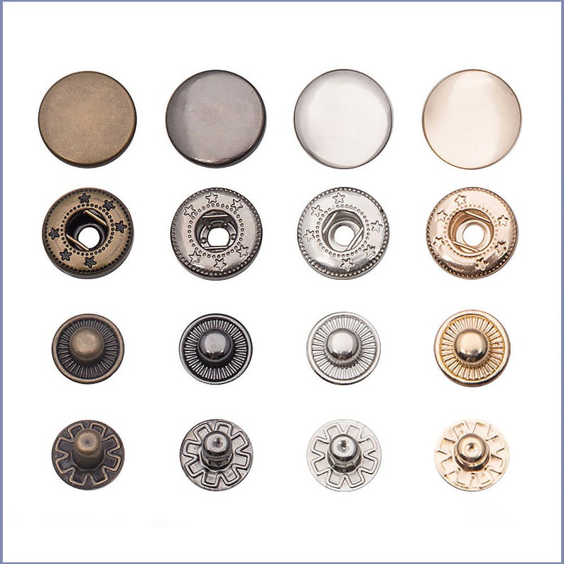 50sets 655/633/831 Cuivre/Cuivre Snap Buttons Appuyez sur Stud Rivet Fastener Metal couture artisanat en cuir Accessoire image 1