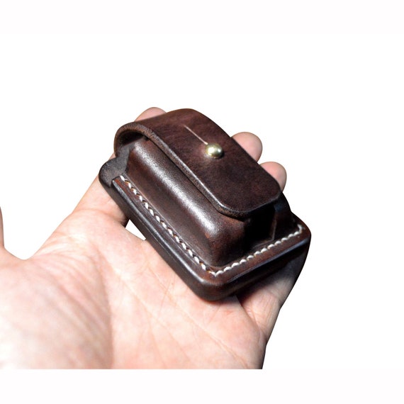 Fait à la main en cuir véritable étui plus léger support de couverture  coupe-vent cas de boîte pour Zippo étui en cuir plus léger