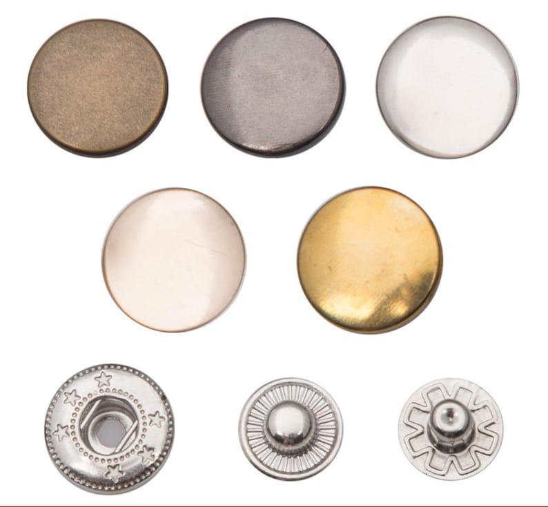 50sets 655/633/831 Cuivre/Cuivre Snap Buttons Appuyez sur Stud Rivet Fastener Metal couture artisanat en cuir Accessoire image 4