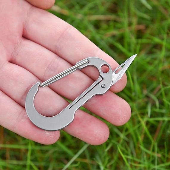 Mini Titanium Alloy Keychain Knife Carabiner Pocket Folding Knife