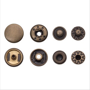 50sets 655/633/831 Cuivre/Cuivre Snap Buttons Appuyez sur Stud Rivet Fastener Metal couture artisanat en cuir Accessoire image 5