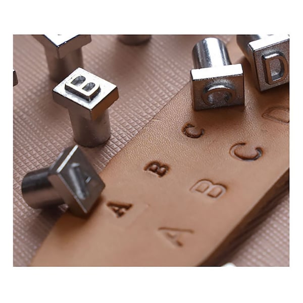 Baver Leather Craft Allow Alphabets Stamp Punch Tool avec poignée Lettres Chiffres 37pcs / Set