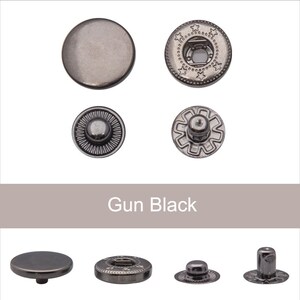 50sets 655/633/831 Cuivre/Cuivre Snap Buttons Appuyez sur Stud Rivet Fastener Metal couture artisanat en cuir Accessoire Gun black