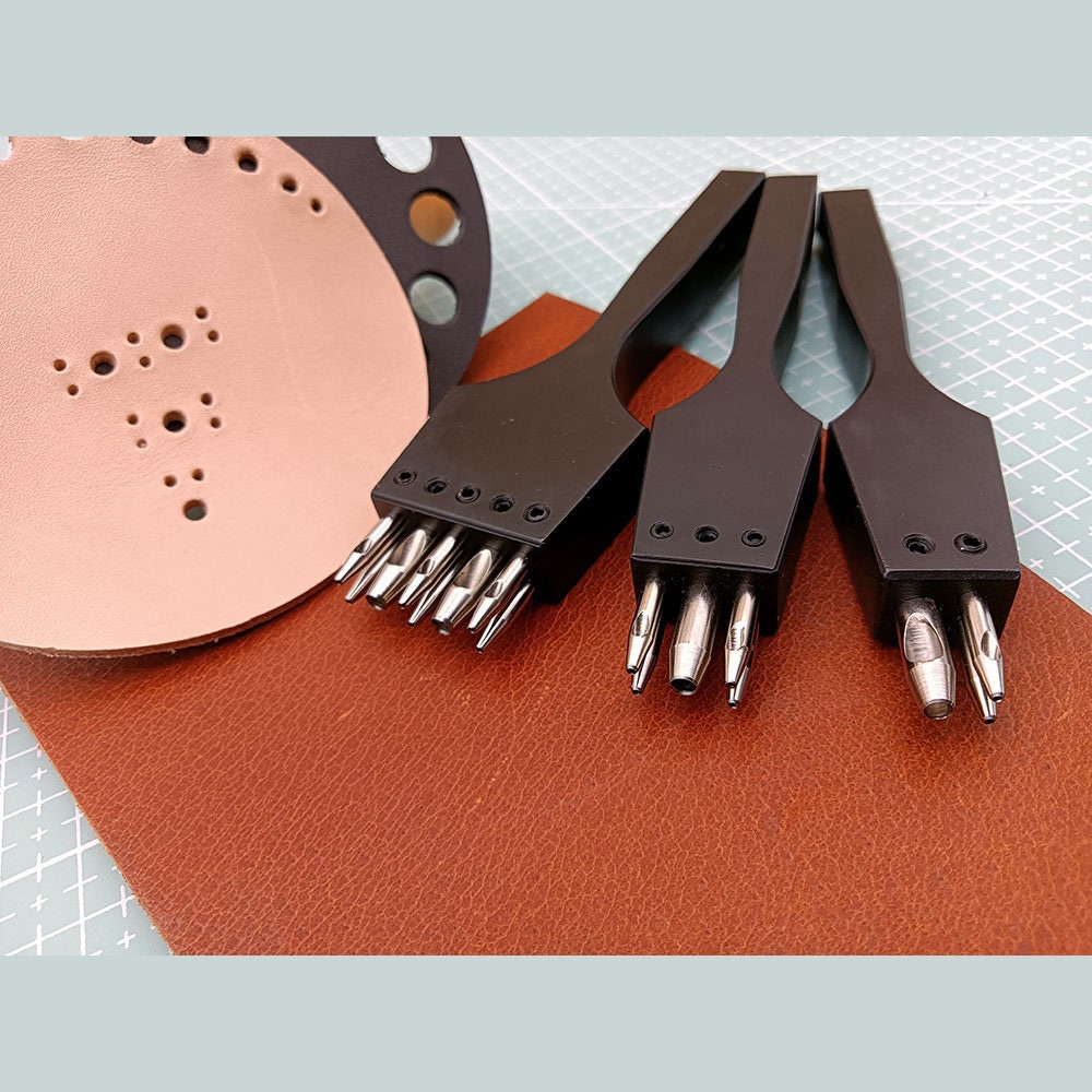 Patterned Leather Hole Puncher Tanned Leather Round Chisels Round