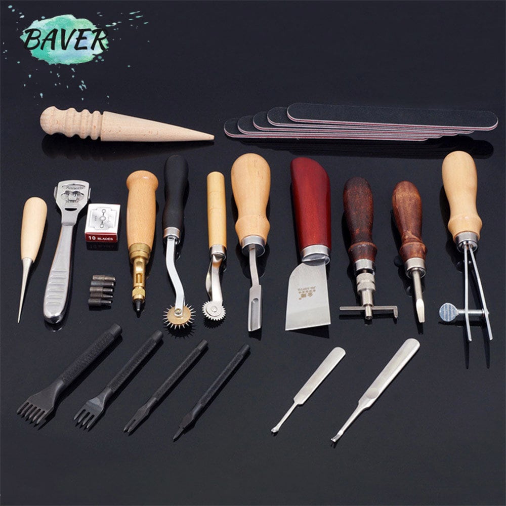 Leather Craft Hand Tool Kit, Leather Sewing Tools, Sewing Stitching Carving  Work Saddle, Leather Hand Stitching Kit for Sewing Kit for Men 