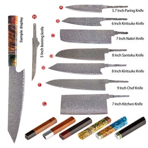 Damascus Steel Chef Knife Blank Blade DIY Tool Home Hobby Kitchen Knife Making Material A