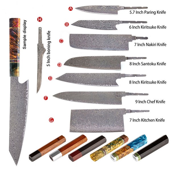 Damascus Steel Chef Knife Blank Blade DIY Tool Home Hobby Kitchen Knife Making Material