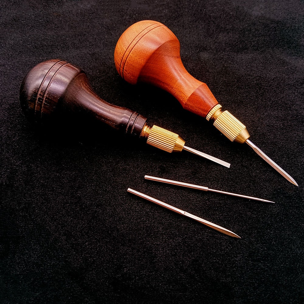 Leathercraft Sewing Tool Stitcher Lockstitch Leather Sewing Awl Kit, with Straight and Curved Needle, to Sew and Repair Leather