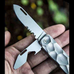 Titanium Alloy Outdoor Folding Knife Bottle Opener Portable Screwdriver Multi-function Tool EDC image 1