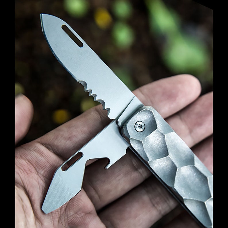 Titanium Alloy Outdoor Folding Knife Bottle Opener Portable Screwdriver Multi-function Tool EDC image 1