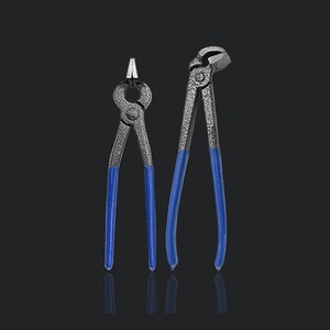 Leather Craft Blue Handle Pressurized Edge Glat Tongs Wide Mouth Press Flat Nose Pliers