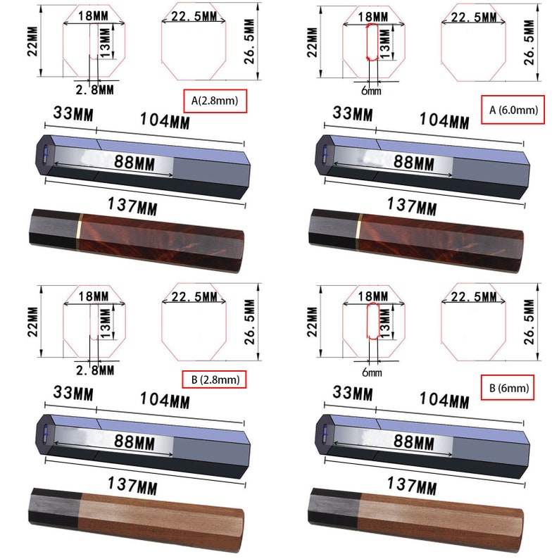 Japanischen Stil Achteck Ebenholz Holzgriff Material DIY Herstellung Küchenmesser Chef Messer Hand Handwerk Cutter Hobby Bild 4