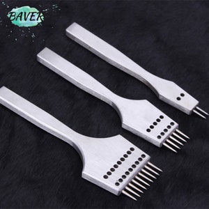 Baver Leather Craft round Hole Pricking Iron Chisel Head Removable Stitching Punch Chisel Tools/Set