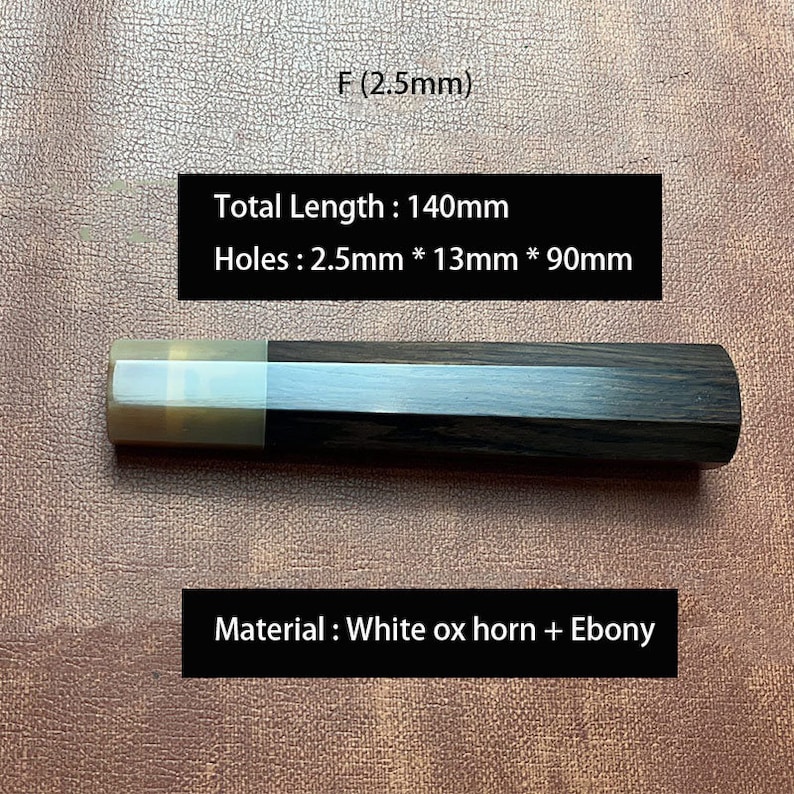 Japanese Style Octagonal Ebony Wooden Handle Material DIY Making Kitchen Knives Chief Knife Hand Craft Cutter Hobby F (2.5mm)