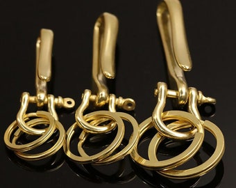 Quality Solid Brass  Fishhook Key Chain Keyring Shackle Split Ring leathercraft Diy Accessories