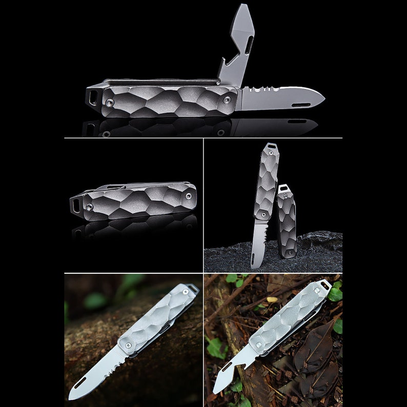 Titanium Alloy Outdoor Folding Knife Bottle Opener Portable Screwdriver Multi-function Tool EDC image 4