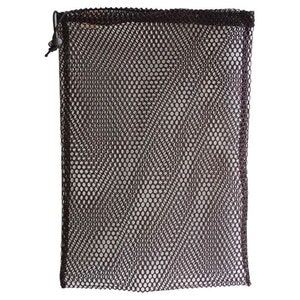 May include: A brown mesh laundry bag with a drawstring closure. The bag is made of a fine mesh material and is designed to hold delicate items.