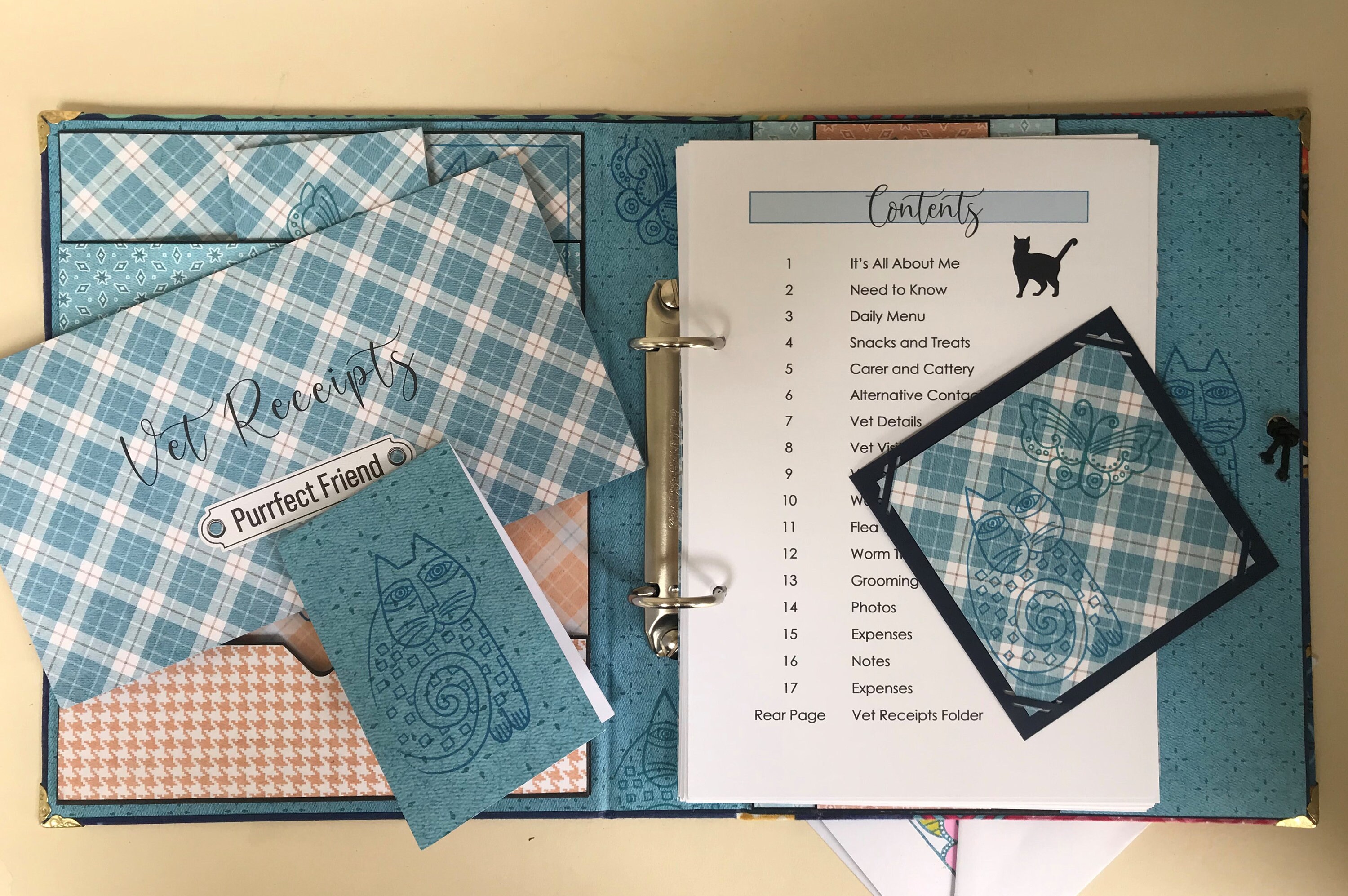 A5 Fabric Covered Cat Planner Ring Binder with Inserts | Etsy