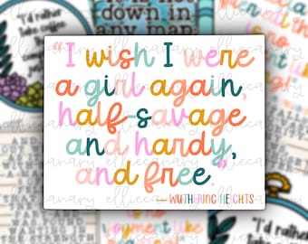 Wuthering Heights Quote Vinyl Sticker: Book Lover Decal