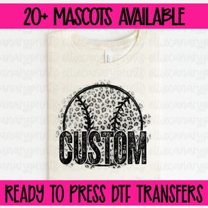 Custom Mascot Baseball DTF Transfer: Ready to Press