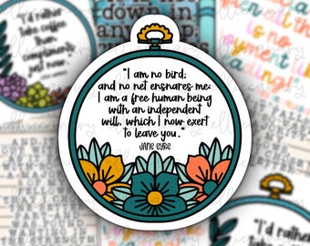 Jane Eyre Quote Vinyl Sticker: Book Lover Decal