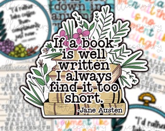 Jane Austen Quote Sticker: Book Lover Gift, Laptop Decal