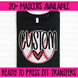 Custom Baseball Mascot DTF Transfer: Ready to Press