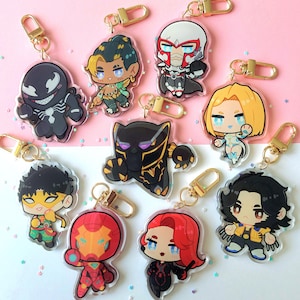 2.5 Inch Double Sided Rivals Epoxy Keychains - Wolverine/Emma Frost/Magneto/Venom/Ironman/Iron Fist + more!