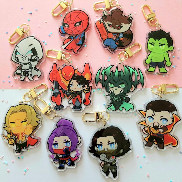 2,5 Inch doppelseitige Rivals Epoxy Schlüsselanhänger - Hela/Winter Solda/Psylocke/Doktor Strange/Moon Knight/Spiderman + mehr!