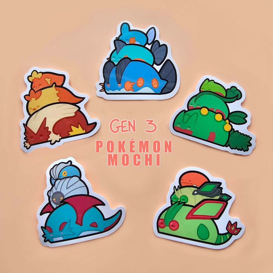 Cute 2inch Gen 3 Mochi Pokemon Die Cut Stickers; Torchic/mudkip/treeko ...