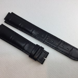 Excellent Quality 18mm Italian Black Leather Strap with Keepers for Cartier Ballon Bleu 38mm