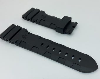 Authentic Panerai 26mm Black Rubber Watch Strap: OEM Caoutchouc