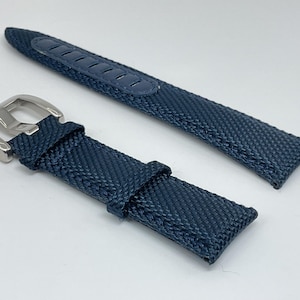 Quality 21mm Blue Canvas Strap Band Compatible for Omega Seamaster Speedmaster DSOM Steel Buckle