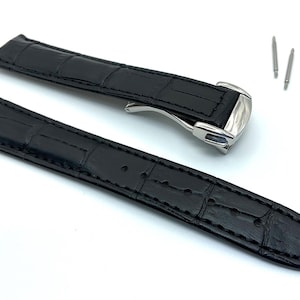 18mm Black Leather band strap Compatible for Omega Speedmaster Seamaster Planet Ocean