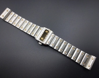 23mm Two-Tone Watch Band: Compatible with Cartier Santos 100XL 38mm