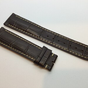 20mm brown Alligator top leather band strap with white stitches for Longines Master Collection