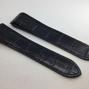 Bracelet en cuir noir italien de 23 mm d'excellente qualité pour montre Cartier Santos 100 XL de 38 mm 2655 2656 2667