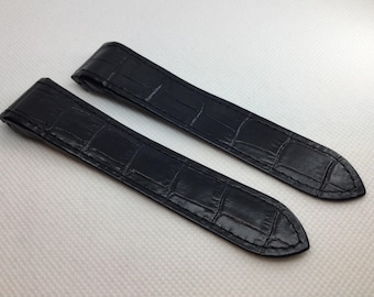 Correa de piel negra de 23 mm para Cartier Santos 100 XL