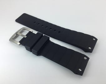 23mm Black Rubber Watch Band for Cartier Santos 100 XL