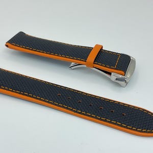 Quality 20mm Canvas Strap Band Compatible for Omega Seamaster Speedmaster Black /Orange