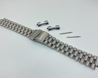 Pulsera President sólida de 20 mm de acero 316L compatible con Seiko Diver 7S26