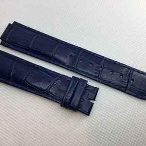 Excellent Quality 20mm Italian Blue Leather Strap with Keepers for Cartier Ballon Bleu 42mm