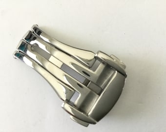 Hebilla desplegable de 16 mm para correas de piel Omega Seamaster Speedmaster Brillante
