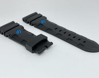 Correa de reloj Panerai auténtica de caucho negro de 26 mm